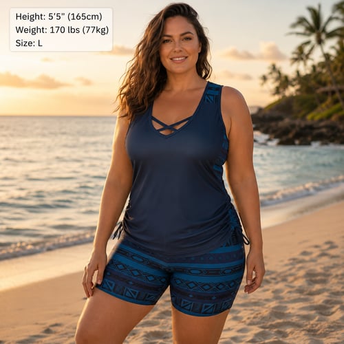🔥LAST DAY 60% OFF - Miraclesuit Women's 2-Piece Tummy Control Tankini Set with Built-In Bra – Flattering Boho Swimwear with Shorts🔥