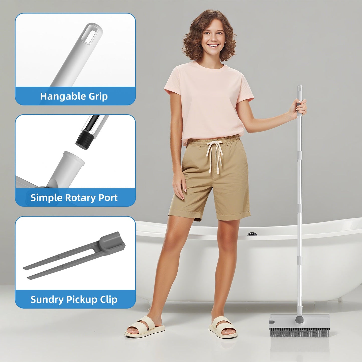 3-in-1 Scrub Brush with Long Handle