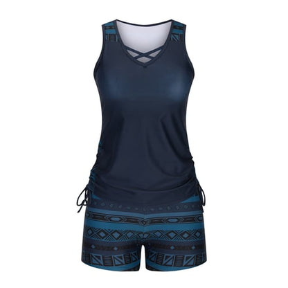 🔥LAST DAY 60% OFF - Miraclesuit Women's 2-Piece Tummy Control Tankini Set with Built-In Bra – Flattering Boho Swimwear with Shorts🔥