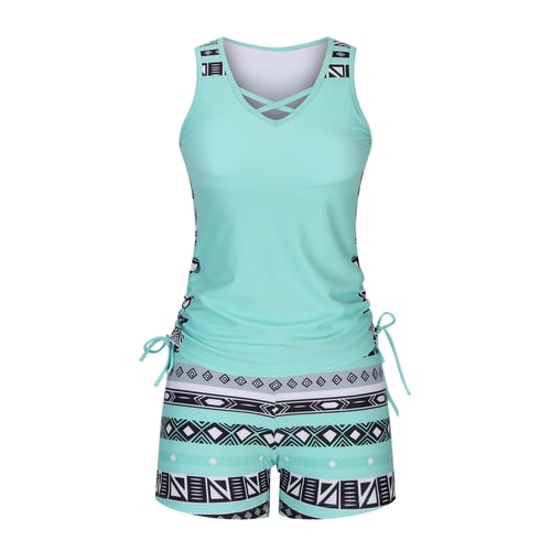 🔥LAST DAY 60% OFF - Miraclesuit Women's 2-Piece Tummy Control Tankini Set with Built-In Bra – Flattering Boho Swimwear with Shorts🔥